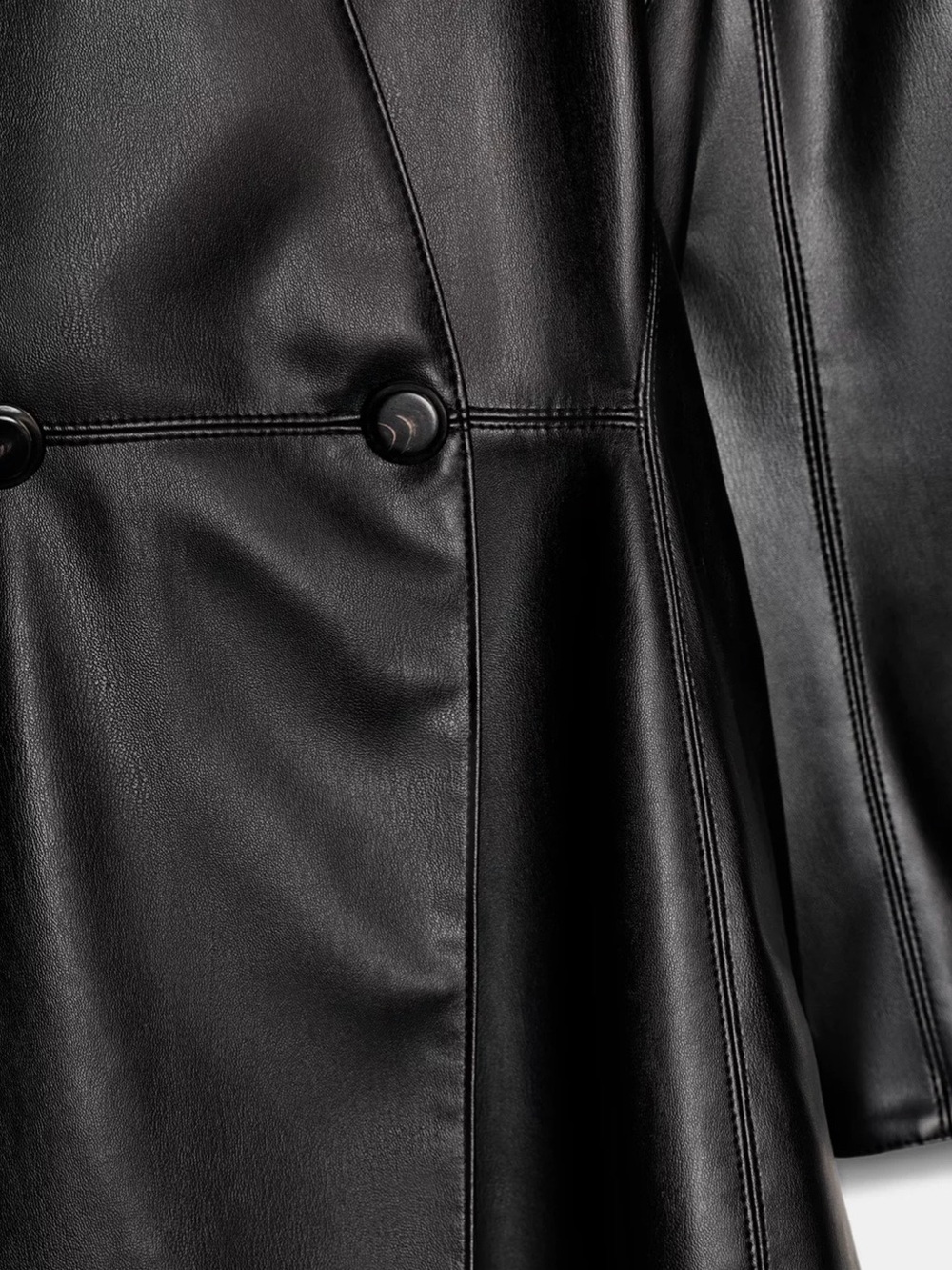 Zara Black Faux Leather Wrap Blazer - Picture 4 of 7